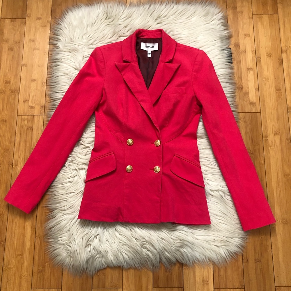 Derek Lam 10 Crosby Classic Double Breasted Fitted Red Fuchsia Blazer size 2
